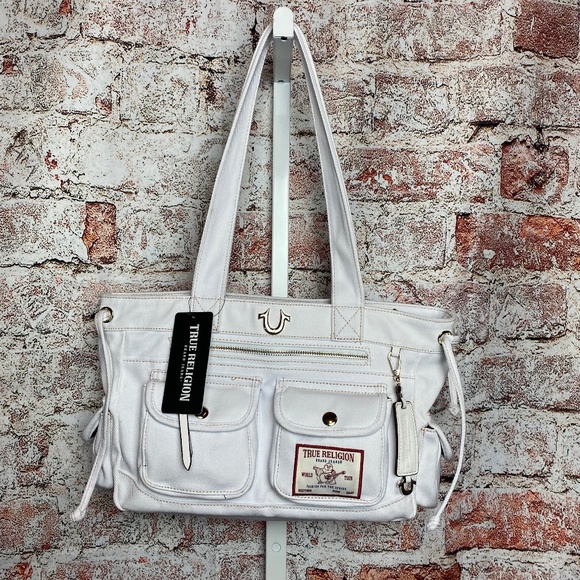 True Religion Handbags - NWT True Religion White Multi Pocket Denim Shoulder Bag